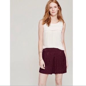 Loft Maroon Jacquard Skort